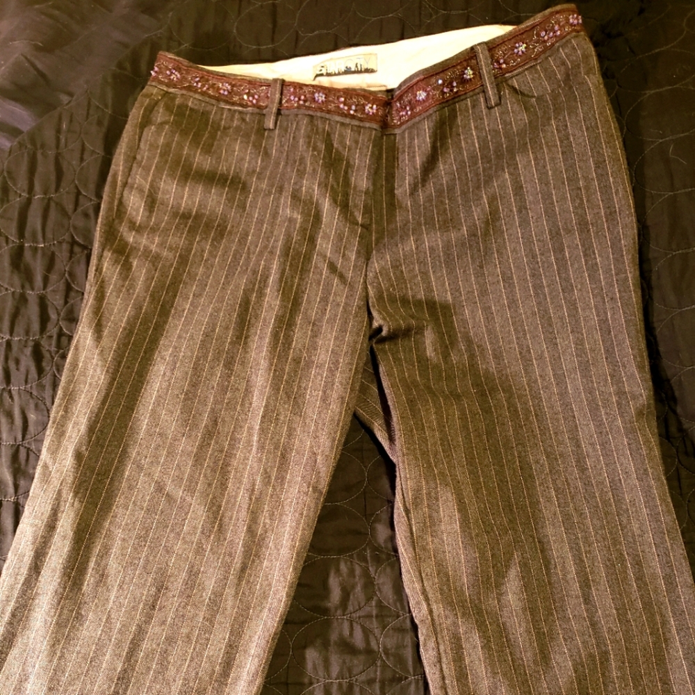 Star City gray pin stripe pants with beaded wasteland sz13